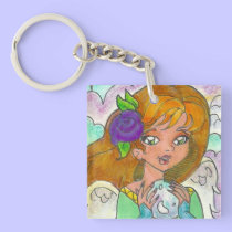 "Angel Hiding In the Clouds" Keychain key chains