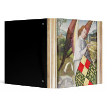 Angel holding a shield 3 ring binder