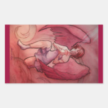 Angel Holding Cup Rectangle Stickers