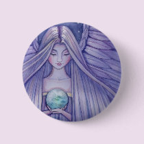 Angel holding Earth Pinback Button