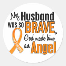 Angel Husband Leukemia Round Stickers