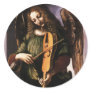 Angel in Green with a Vielle by Leonardo da Vinci Round Sticker