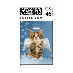 Angel Kitten Christmas Postage stamp