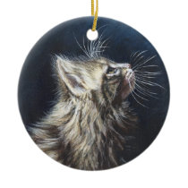 Angel Light Maine Coone cat painting art Christmas Tree Ornaments