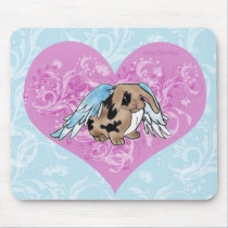 Angel Lop Bunny Mousepad w/Heart Swirls mousepads