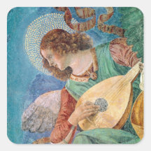 Angel Musician Square Stickers