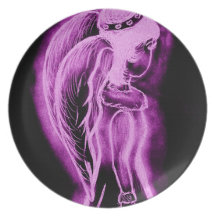 Ángel oblicuo invertido en negro y rosa plato de cena