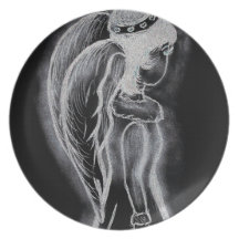 Ángel oblicuo invertido plato para fiesta