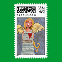 ANGEL of COURAGE - angelic postage stamp stamps