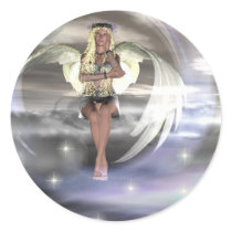 Angel on a Cloud Round Sticker