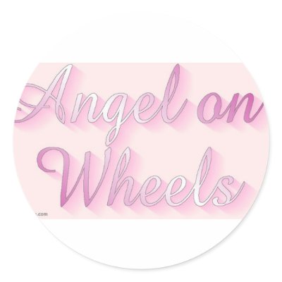 angel_on_wheels round stickers by oichick621