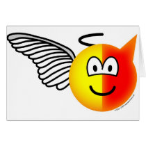 Angel or devil emoticon greeting card