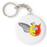Angel or devil emoticon keychain