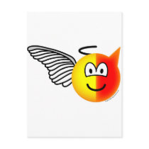Angel or devil emoticon postcards