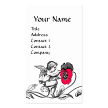 ANGEL PAINTING A PINK FLOWER MONOGRAM BUSINESS CARD