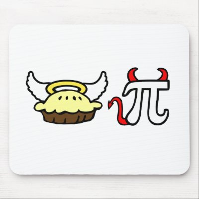 Angel Pie and Devil Pi Mouse Mat by jezkemp