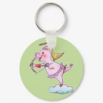 Angel piggy keychain