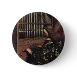 Angel Playing By Hubert Van Eyck (Best Quality) Pinback Button