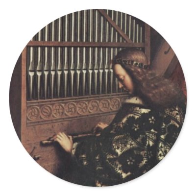 Angel Playing By Hubert Van Eyck (Best Quality) Stickers by Artcollection