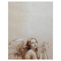 ANGEL PLAYING LYRA OVER THE CLOUDS PERSONALIZED LETTERHEAD