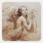 ANGEL PLAYING LYRA OVER THE CLOUDS SQUARE STICKER