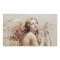 ANGEL PLAYING LYRA OVER THE CLOUDS RECTANGLE STICKER