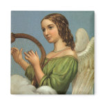 Angel Playing Music on a Harp; Vintage Victorian Magnets
