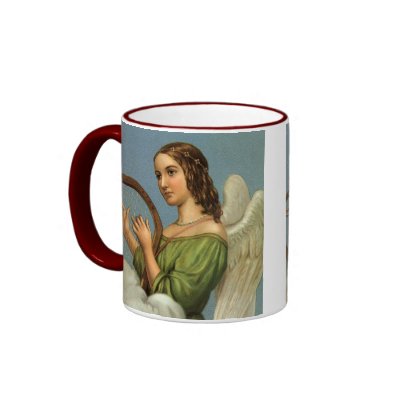Angel Playing Music on a Harp; Vintage Victorian Coffee Mug by ChristmasCafe