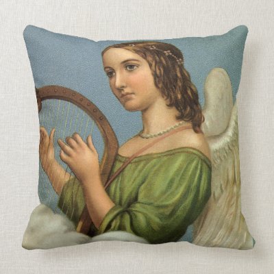 Angel Playing Music on a Harp; Vintage Victorian Pillow Mojo_throwpillow Angel Playing Music on a Harp; Vintage Victorian Pillow Mojo_throwpillow