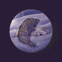 Angel Polar Bear Pinback Button buttons