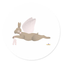 Angel Rabbit Brown Pink Roses stickers