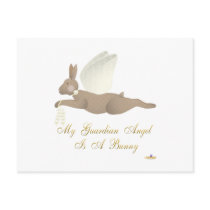 Angel Rabbit Brown Yellow Roses Guardian Angel Bun postcards