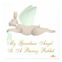 Angel Rabbit Tan Green Roses Guardian Angel Bunny  posters