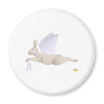 Angel Rabbit Tan Purple Roses magnets