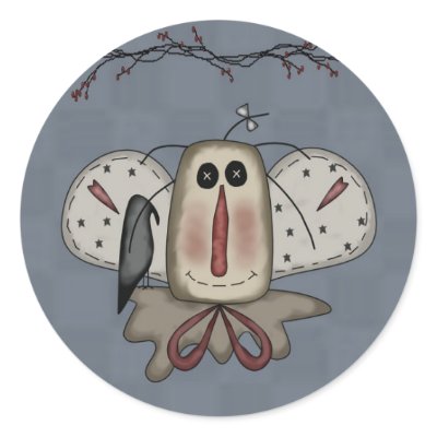 Angel Rag Doll & Crow Round Sticker by rustybucketprims
