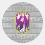 Angel standing lines, purple by christianstores. round stickers