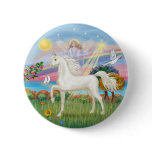 Angel Star - White Arabian Horse (round) Pin