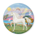 Angel Star - White Arabian Horse (round) Magnets