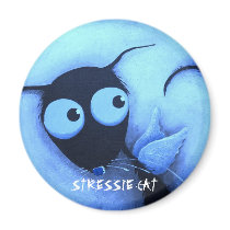 Angel Stressie Cat in Blue magnets