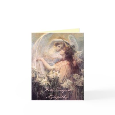 Angel Taking Lily Sympathy Card by alyciakeating