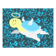 Angel Turtle Floral Pattern Personalized Announcement