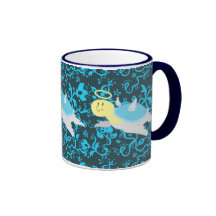 Angel Turtle Floral Pattern Mugs