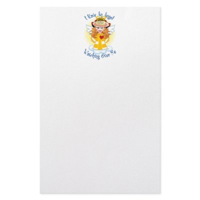 Angel Watching Over Me Firefighter Custom Stationery by fightcancertees
