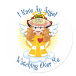 Angel Watching Over Me Firefighter Round Sticker