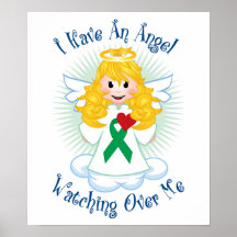 Angel Watching Over Me Green Ribbon Print