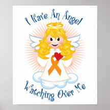 Angel Watching Over Me Orange Ribbon Posters