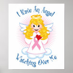 Angel Watching Over Me Pink Ribbon Print