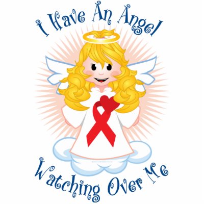 Angel Watching Over Me Red Ribbon Photo Sculpture by fightcancertees