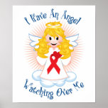 Angel Watching Over Me Red Ribbon Print