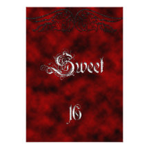 Angel Wing Sweet 16 Birthday Goth Invitation